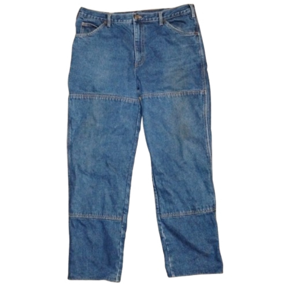 Mens Field Tested Guide Gear Flannel Lined Blue Jean Pants Size 38 X 28